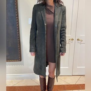 Alice + Olívia suede grey trench coat